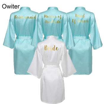 Owiter Personalizētu Līgavas, Halāti, Zīda Satīna Drēbes Līgava Drēbes Sievietēm Līgavas Kāzu Tērpu Peldmētelis Nightgrowns Sleepwear Zila