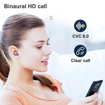 Bluetooth V5.0 Austiņas Bezvadu Austiņas Ar Mikrofonu, Sporta Ūdensizturīgs Austiņas 2200mAh Uzlādes Lodziņā iOS Android
