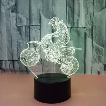 [DBF]Nakts Gaismas Bērniem Motokrosa Lampas, 3D Nakts Gaisma Gultas Lampa, 7 Krāsas Maiņa ar Tālvadības pulti Labāko Dzimšanas dienas Dāvanas