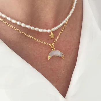 Sieviešu izsmalcinātu dabas mazo pērļu kaklarotu modes pentagramma elements gudrs savvaļas sānslīdi kaklasaite puses dzimšanas dienas dāvana meitenēm 2020