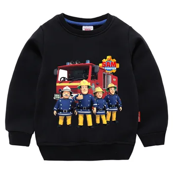 Bērnu Ugunsdzēsējs Sam džemperi, pavasara un rudens jaunas kokvilnas bērnu apģērbu zēns gadījuma karikatūra garām piedurknēm džemperis zēnam