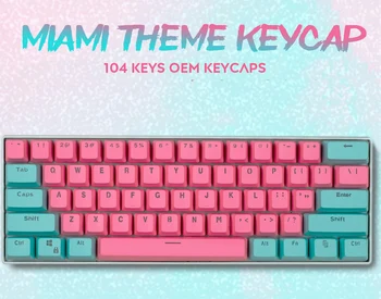 61/87/104 Atslēgas PBT Doubleshot Atpakaļ-Linght OEM Augstums Miami Tēma Keycaps Mechanical Gaming Keyboard
