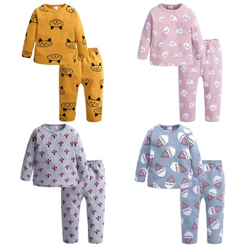 Bērniem, Baby Meiteņu Drēbes, Uzstādīt Naktsveļu Sleepwear Rudens Ziemas Bērni Zēnu Kokvilnas Pidžamas Komplekti Homewear Pidžamas