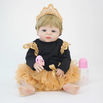 55cm Pilna Silikona Ķermeņa Baby-Atdzimis Blonda Lelle, Rotaļlietas, Jaundzimušo Princesi Toddler Bērnu Lelle Meitenes Bonecas Brinquedos Pelde Rotaļlietas