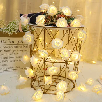 Akumulators USB Powered LED String Gaismas Vainags Valentīna Kāzu puse, Mājas, Rožu Ziedu gaismas apdares Svētku apgaismojums