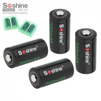 Soshine 4gab RCR 123 16340 700mAh Li-jonu Akumulators ar 2gab Akumulatoru Uzglabāšanas Kārba, Lukturi Lukturi