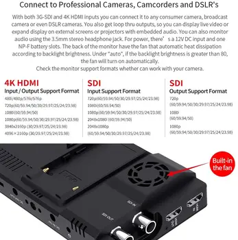 FEELWORLD LUT6S LUT6 Collu Kamera Jomā, Uzraudzīt 2600nits HDR/3D LUT skārienjutīgais Ekrāns, 3G-SDI 4K HDMI DSLR Vilnis
