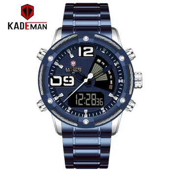 KADEMAN Vīri Militārās Sporta Ūdensizturīgs Pulksteņi Zils Kvarcs Digitālo Rokas pulksteni Vīriešiem Spilgti Apgaismojums Pulkstenis Relogio Masculino