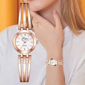 Lvpai Zīmolu Sieviešu Rokassprādze Pulksteņu Luksusa Rožu Zelta rokas pulksteņi Ladies Modes Gadījuma Kvarca Skatīties Sieviešu Pulkstenis reloj mujer