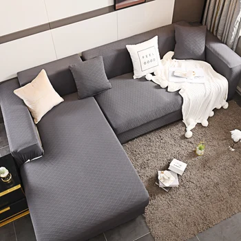 Tīrtoņa Krāsu Žakarda Dīvāns, uz viesistabas Dīvāna, Dvieļu neslīdīgu Sofa Cover Set Stiept L-formas Dīvāns Vajadzībām 2 Gabali
