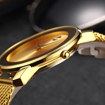 MISSFOX Treknrakstā Dzeltena Zelta Jonu Pārklājumu Nerūsējošā Tērauda Lietā, Gold Dial Gold Jonu Pārklājumu Nerūsējošā Tērauda Pinuma Rokassprādzi (Unisex Watch