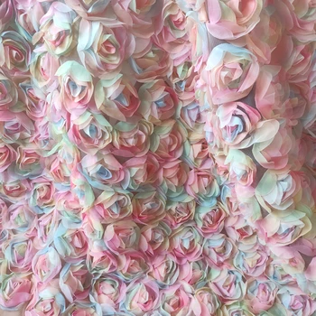Augstas kvalitātes jaunu acu dzijas materiāls Krāsains ziedu mežģīnes tissu Kleita kāzu kleitu aizkaru fona apdares audumi