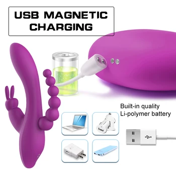 3 In 1 Dildo Trušu Vibrators Ūdensizturīgs USB Magnētisko Uzlādējams Anālais Clit Vibrators Seksa Rotaļlietas Sievietēm, Pāriem Seksa Veikals