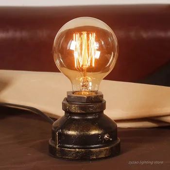 Čuguna Mākslas Caurules Bēniņi Edison Led Galda Lampa Acu Aizsardzības Nozares Vintage Dāvanu Tabula Gaismas Kafijas Bārs Ūdens Cauruļu Robots Galda Lampa