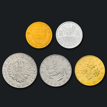 Īsta Oriģinālu Monētu Uncirculated Austrija monētu pilnu komplektu 5 UNC