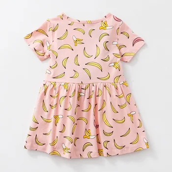 Baby Meitenes Kleita 1-6 Gadiem Bērniem Kokvilnas Vasaras Ikdienas Kleitas Ar Banānu Druka Bērnu Apģērbu KF546