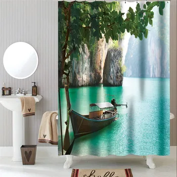 3D Ūdensizturīgs Dušas Aizkars Zaļās Lapas Creative Home Hotel Apdare Vannas istaba Blackout Ekrāna Aizkaru Vannas Augstas Quanlity