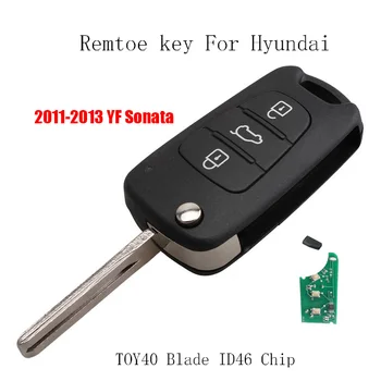 3Buttons Tālvadības Auto atslēgu Hyundai YF Sonata 2011 2012 2013 TOY40 Asmens Transponderu Mikroshēmu ID46 Oriģinālo atslēgu