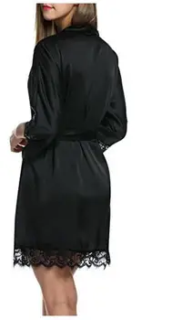 Dāmas Turpretī Mežģīņu Satīna Drēbes 2018 Jaunās Modes, Sexy Sievietes Apģērbs Pavasara Zilo Pusi Piedurknēm Vienkāršā Nakts Drēbes