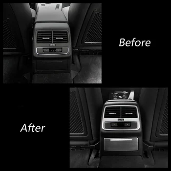 Auto-stils Aizmugurējā gaisa kondicionēšanas ventilācijas dekoratīvu rāmīti gaisa izvads apdares lentes uzlīmes Vāka nerūsējošā tērauda Audi A4 B9 2017