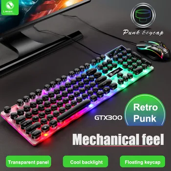 GTX300 angļu valodā, USB vadu spēļu tastatūras un peles komplekts ar krāsu gaismu, ūdensizturīgs punk tastatūru, piemērots spēlēm un darbs