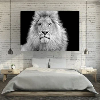 Mūsdienu dzīvnieku black un white lion dzīvojamā istaba guļamistaba dekorēšana krāsošana sienas, attēlus dzīvojamā istaba audekla apgleznošana