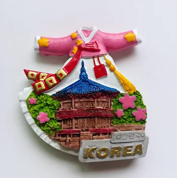 Korejas Tūrisma Suvenīri 3D hanbok Sveķu Ledusskapja Magnēts, ledusskapis magnēts suvenīru
