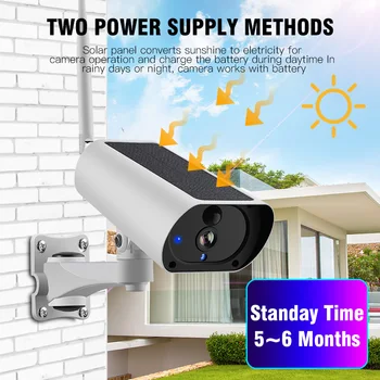 WIFI Saules Powered 1080P Novērošanas IP Kamera 2.0 MP Ūdensizturīgs CCTV Infrasarkano staru Kameras Intercom Iekštelpu un Āra novērošanas Kameru