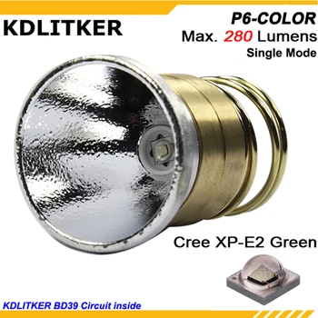 KDLITKER P6-KRĀSU Cree XP-E2 Zaļā 530nm 280 Lm 3 V - 9V 1-OP Režīmā P60 Drop-in (Dia. 26.5 mm)