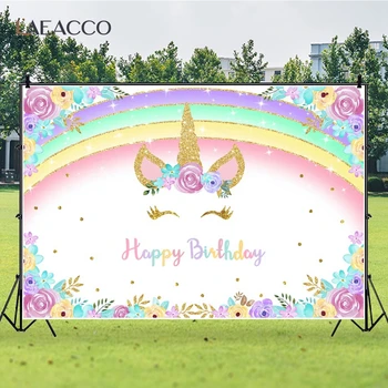 Laeacco Unicorn Puse, Foto Fons Ziedu Varavīksnes Glitters Bērnu Dušas, Dzimšanas Dienas Jaundzimušo Fotogrāfiju Backdrops Foto Studija