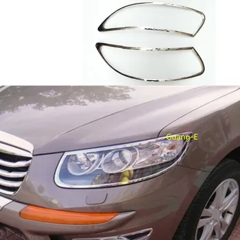 Auto Segtu Detektoru ABS Chrome Priekšējais Gaismas Lukturis Melns Rāmis 2gab Par Hyundai Santafe Santa Fe 2006 2007 2008 2009 2010 2011 2012