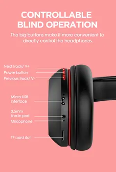 AUSDOM M09 Modernizētas Bezvadu Austiņas Over-Ear Stereo ar MIC Atbalsta TF Karti Bluetooth Austiņas Mūzikas Tālruņu Austiņas