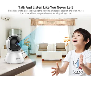 Sricam SH025 2.0 MP IP Kameras 1080P AI Iestāde, Auto izsekošana H. 265 CCTV Wifi Kameru Smart Home 360° Skatu divvirzienu Audio Baby Monitor