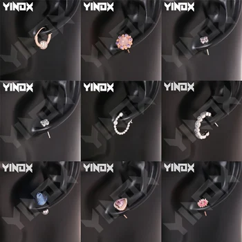 YinDX Autentisks 925 Sterling Sudraba auskariem Spīdīgu Sirds Formas Ziedu Pušķis Auskari 2020Fashion Sieviešu Minimālisma Rotaslietas