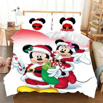 Mickey Minnie Ziemassvētku Santa Claus Gultas Komplekts Sega Sedz Bērnu Gulta Set Queen, King Siz Dāvanu Pirms Ziemassvētkiem Dāvanu