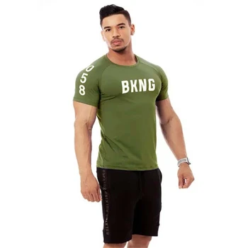 Vīriešu sporta zāles Fitnesa Kultūrisms Slim T-krekls Muskuļu Cilvēks Gadījuma Iespiests T krekli Vīriešu Treniņu elastīgs, Elpojošs t-veida Topi