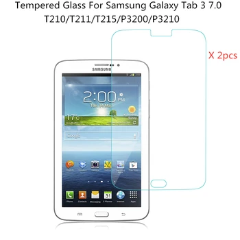 2gab 0.3 mm 9H HD Rūdīts Stikls Screen Protector For Samsung Galaxy Tab 3 7.0 T210 T211 T215 P3200 P3210 Tablete Aizsardzības Plēves