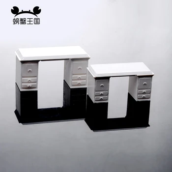 5gab 1:25 1:30 1:50 leļļu Namiņš Miniatūru Mēbeles, plastmasas Balts Biroja Galda Modeli, Rakstāmgalds, interjera aksesuāri, biroja galda