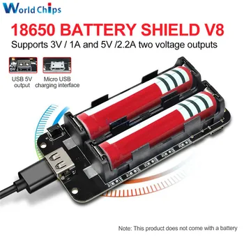 2GAB Dubultā 18650 Litija Akumulators Vairogs V8 5V/3A 3 V/1A Power Bank Akumulatora Uzlādes Moduli Micro USB Uz Arduino ESP32 ESP8266
