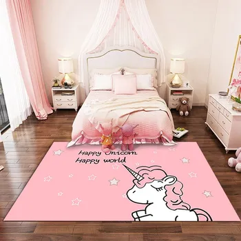 Princese rozā paklāju mazuli rāpot cartoon kids istabas paklāji un paklāju unicorn mājas dekorēšana guļamistaba apgabala paklāju Gudrs tapete mat