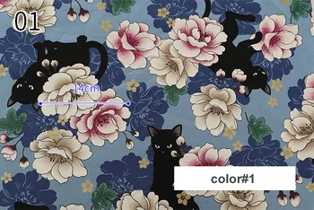 50cm*110cm Lieli ziedi karikatūra kaķi raibs kokvilnas audums materiāls kleita raibs rotaļlietas, auduma tissu