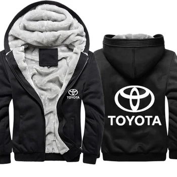 Hoodies Vīriešiem Toyota Automašīnas Logo Drukāt Jaka Mens pelēkā vārna Ziemas Sabiezēt Siltu Vilnas kokvilnas Rāvējslēdzēju Maskēties Reglāns Mens Mētelis, Jaka
