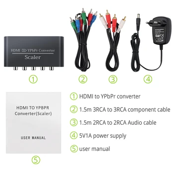 LiNKFOR 1080P Alumīnija HDMI, YPbPr Scaler Adapteri HDMI, Komponentu Vedio Pārveidotājs ar P/L Izejas jauda Audio Converter for PC