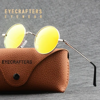 Eyecrafters Retro Vintage Kārta Polarizētās Metāla Steampunk Saulesbrilles, Vīriešu Sieviešu Sudraba Spoguļstikla Pārklājumu, Briļļu Lēcas, Saulesbrilles