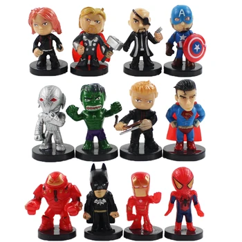 12pcs/Daudz Avengers Skaitļi Dzelzs Vīrs Thor Pontons Captain America Zirnekļcilvēka Black Widow Hawkeye Hulkbuster Modelis Rotaļlietas