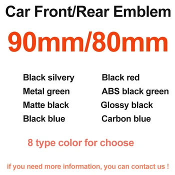 Auto Stils 90MM 80MM Priekšējā Pārsega Emblēma Attiecas Aizmugures Bagāžnieka Uzlīme ABS black sivlery/sarkana /zaļa/oglekļa šķiedras zila /spīdīgs/matēts