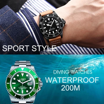 LOREO Ūdensizturīgs 200m Sporta Skatīties Vīrieši Slaveno Mehāniskās Pulksteņi Vīriešu Pulkstenis Relojes Deportivos Herren Uhren Reloj Hombre Montre