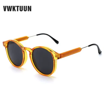 VWKTUUN Kārta Vintage, Saulesbrilles Sievietēm, Vīriešiem Punkti Caurspīdīgs Rāmis, Saules brilles Sievietēm, Āra Apļveida Toņos Brilles UV400