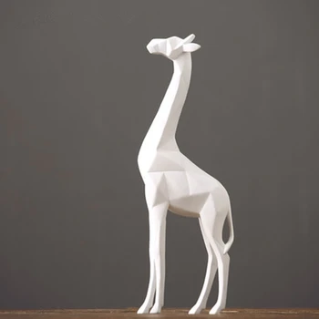 Abstraktās Ģeometriskās Desktop Displejs Balta Un Melna Žirafe Statuja Darbvirsmas Sveķu Amatniecības Skulptūru Mājas Apdare Dzīvnieku Statuetes 126