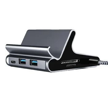 C tipa RUMBU dokstacija, USB-C HDMI Doks Strāvas Adapteris, Vertikāls Bāzes ar Kronšteinu